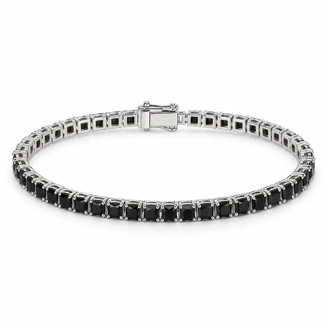 square-stone tennis bracelet · 3 mm · Black stones, SKU JM-88B1259