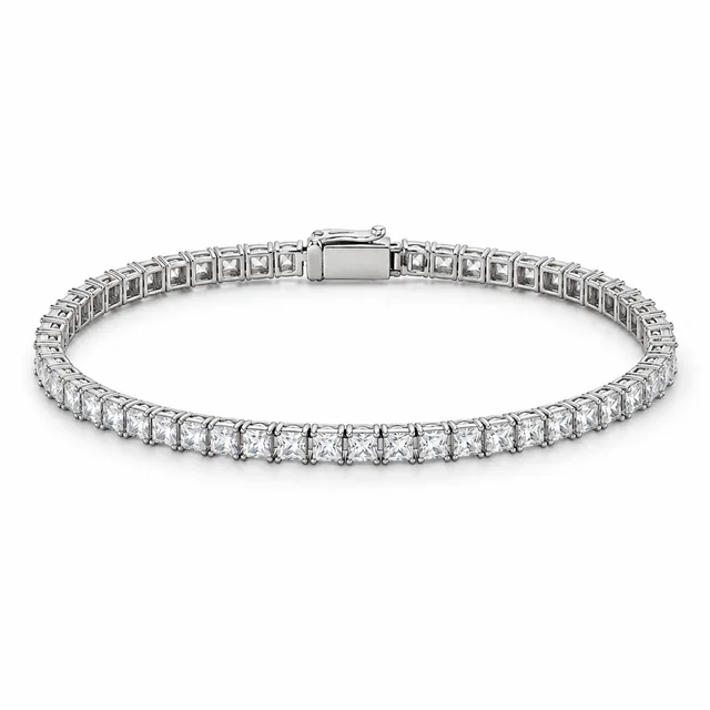 square-stone tennis bracelet · 3 mm · White stones, SKU JM-88B1258