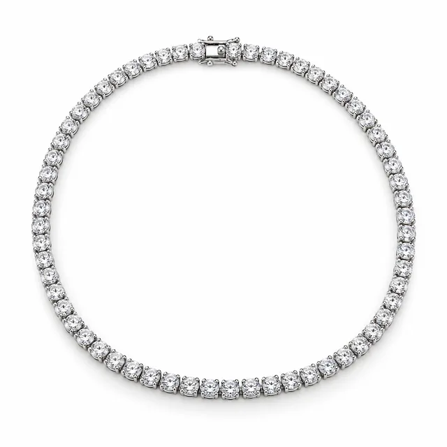 round-stone tennis necklace · 5 mm · White stones, SKU JM-88N1289