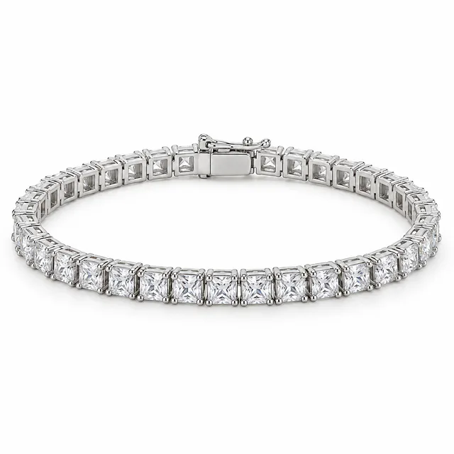 square-stone tennis bracelet · 5 mm · White stones, SKU JM-88B1262