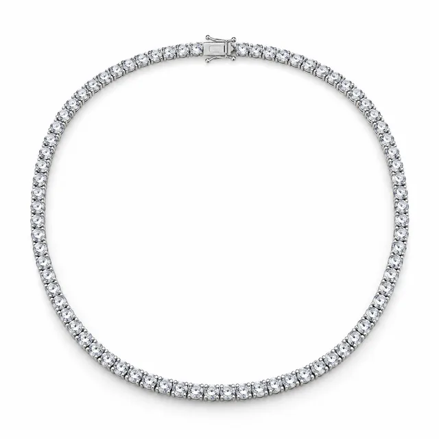 round-stone tennis necklace · 4 mm · White stones, SKU JM-88N1287