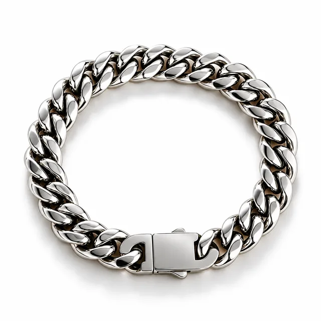 Cuban bracelet, plain polished curb links · 10 mm, SKU JM-88C1107