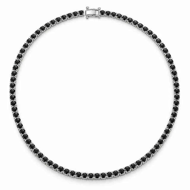 round-stone tennis necklace · 3 mm · Black stones, SKU JM-88N1286