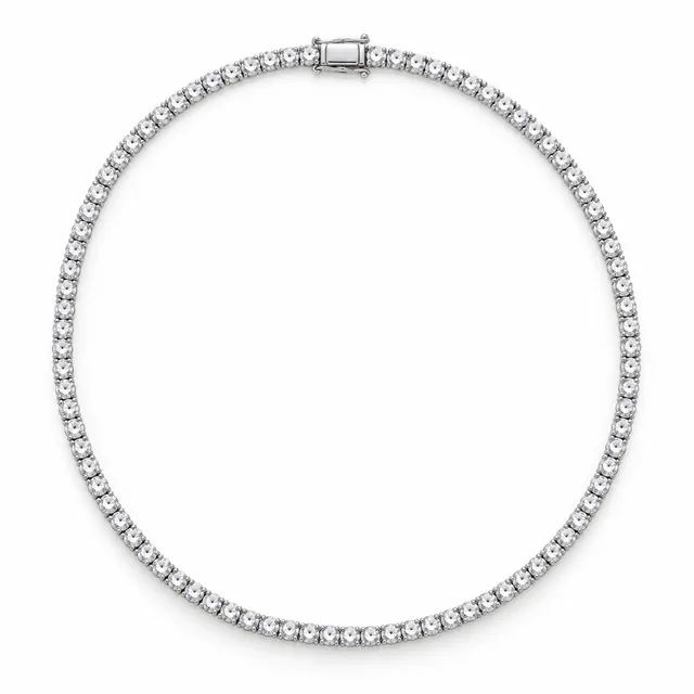 round-stone tennis necklace · 3 mm · White stones, SKU JM-88N1285