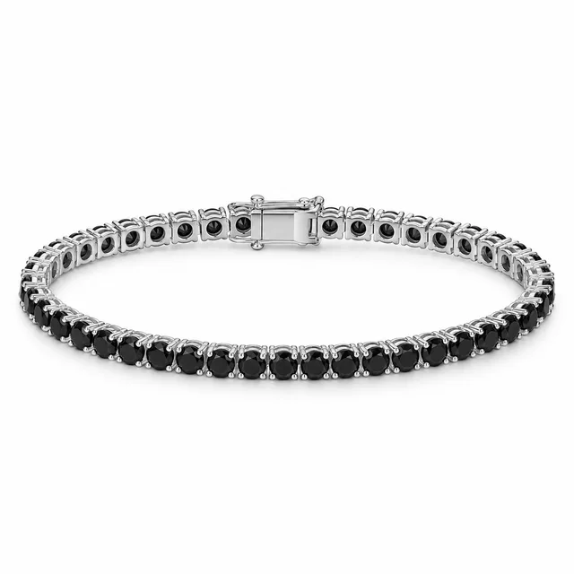 round-stone tennis bracelet · 4 mm · Black stones, SKU JM-88B1267