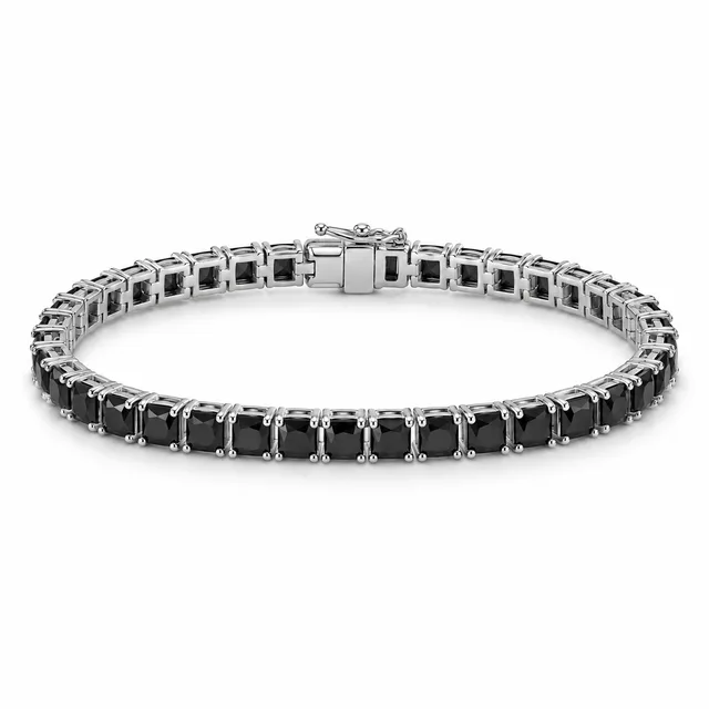 square-stone tennis bracelet · 5 mm · Black stones, SKU JM-88B1263