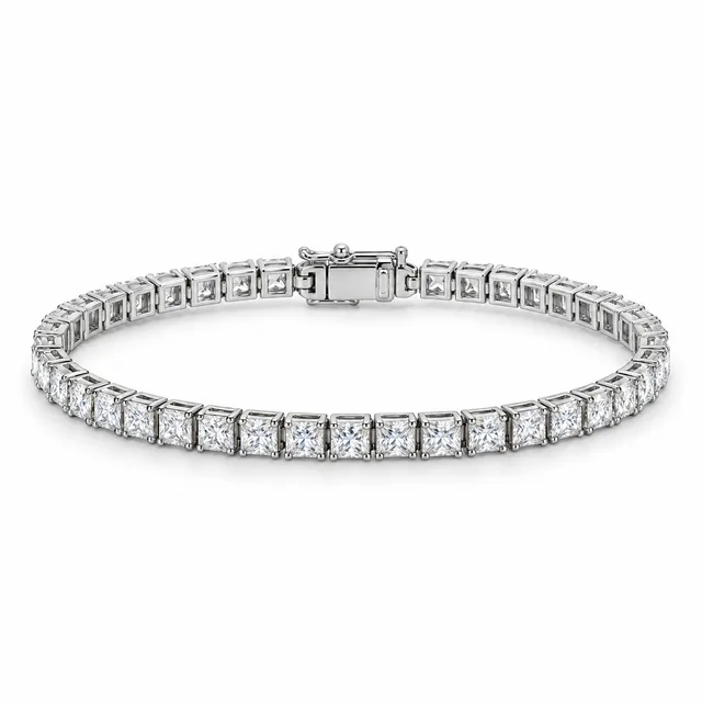 square-stone tennis bracelet · 4 mm · White stones, SKU JM-88B1260