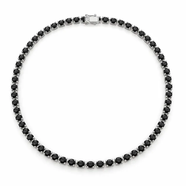 round-stone tennis necklace · 4 mm · Black stones, SKU JM-88N1288