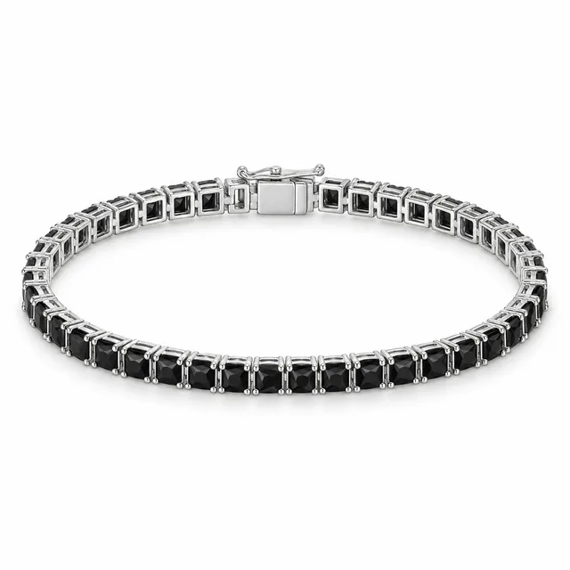 square-stone tennis bracelet · 4 mm · Black stones, SKU JM-88B1261