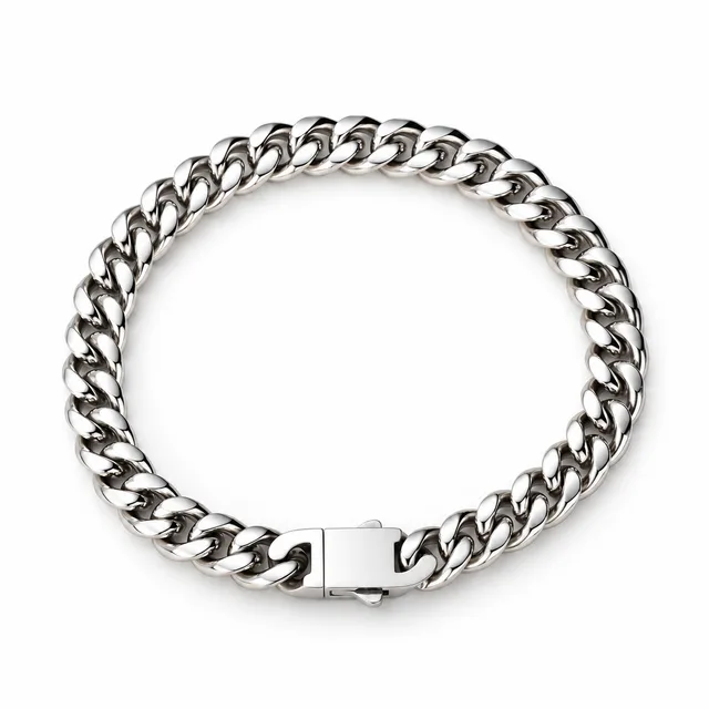 Cuban bracelet, plain polished curb links · 8 mm, SKU JM-88C1102