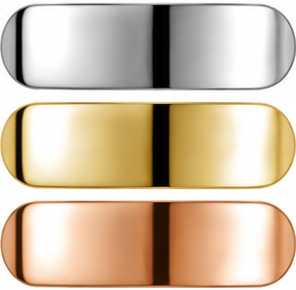 Bright Polished jewellery finish shown in steel, gold and rose gold