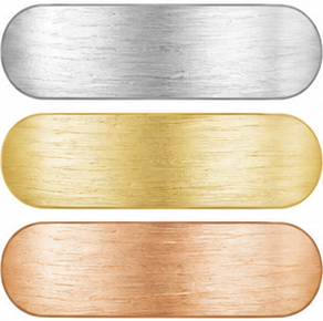 Brushed jewellery finish shown in steel, gold and rose gold
