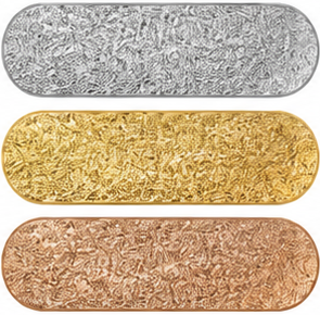 Sand Blast jewellery finish shown in steel, gold and rose gold