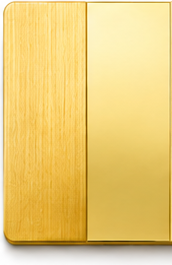 18K Gold PVD sample shown in brushed and polished finishes