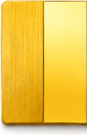 24K Gold PVD sample shown in brushed and polished finishes