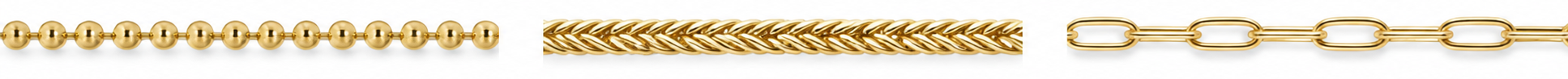 Gold-tone ball, wheat and paperclip stainless-steel chains