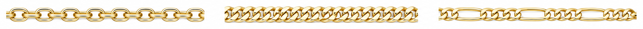 Gold-tone cable, Cuban and Figaro stainless-steel chains