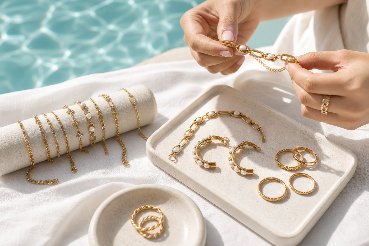 Gold jewellery sample workflow prepared for wholesale buyer review