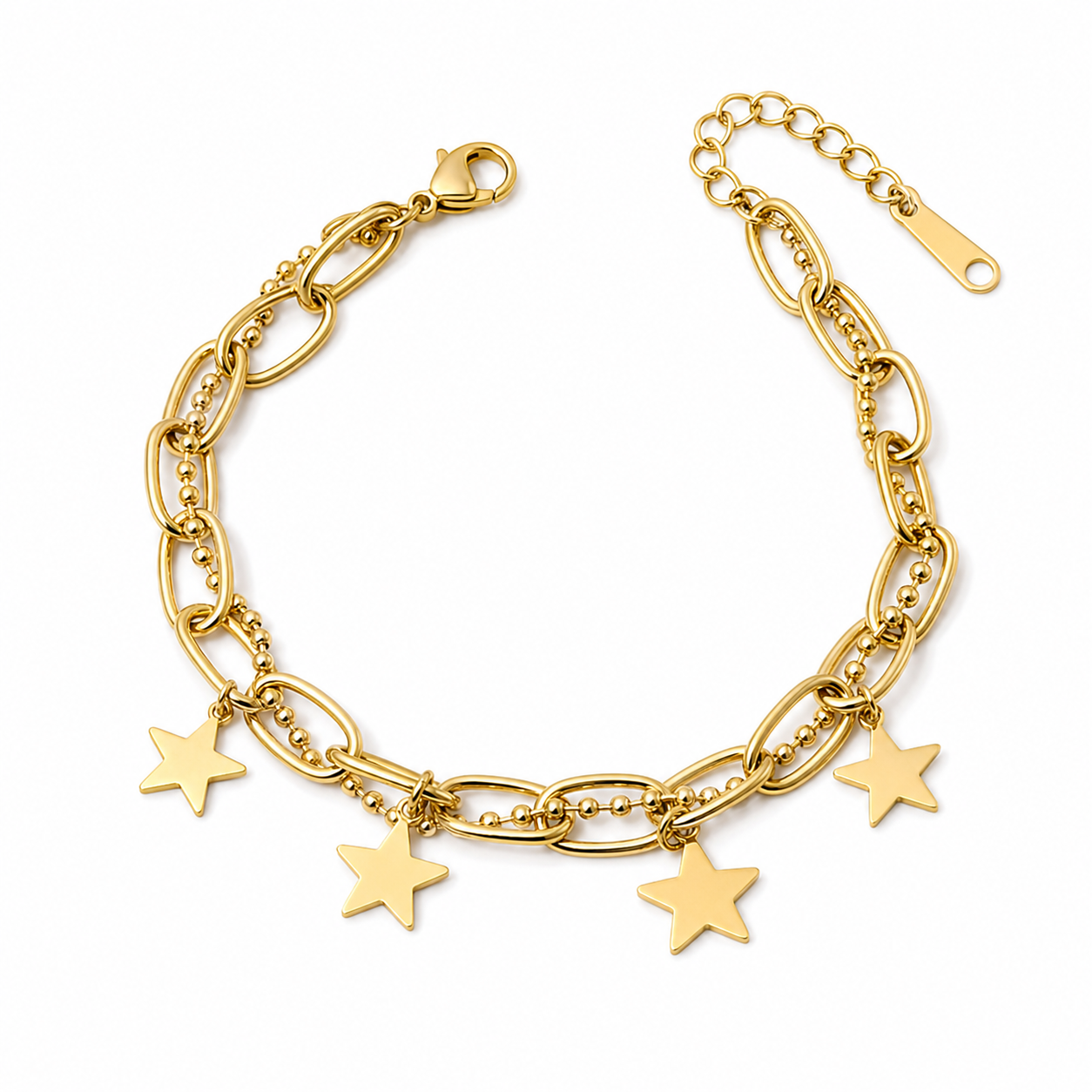 PENTAGRAM STAR PENDANT BEADED CHARM BRACELET